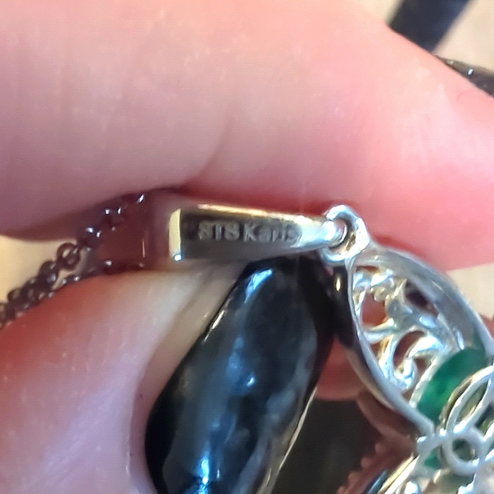 Malachite Cross Stainless Steel Pendant - Picture 5 of 10